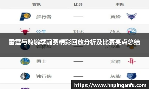 雷霆与鹈鹕季前赛精彩回放分析及比赛亮点总结